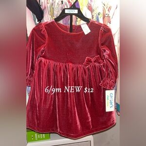Carter's Burgundy Velvet Dress with Bow